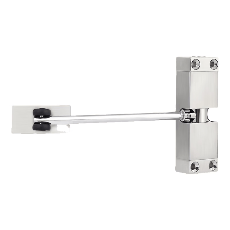 Thousand-speed wheel, no-drill, simple door closer, white round, zinc alloy.