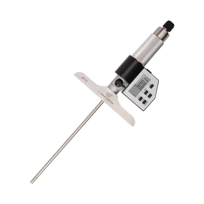 Northwest Qinghai Qingliang Digital Display Electronic Depth Micrometer with Flat Head for Hole Depth Measurement, High Precision 0.001mm, 232-44-240 / Flat Head Measuring Range 0-150mm