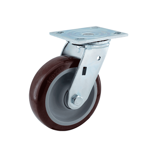 SISTOM casters, 6-inch heavy-duty swivel wheels, 375KG base plate, polyurethane (PU) swivel wheels, single unit.