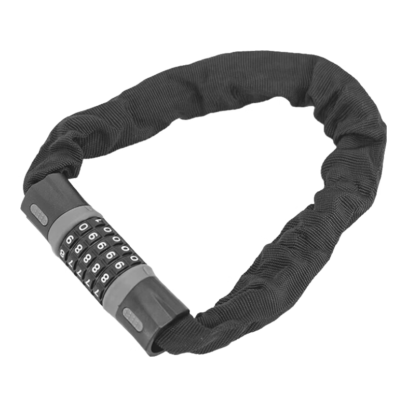 Bingyu 5-digit combination chain lock, anti-theft combination lock for bicycles and motorcycles, waterproof and shear-resistant iron chain lock, black and gray straight head, 1.2m, BH-679