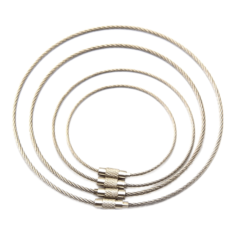Jingu Lao KZS-1127 Steel Wire Lock, Steel Wire Rope Key Ring, Stainless Steel Wire Ring, 2.0mm*25cm (10 pieces)