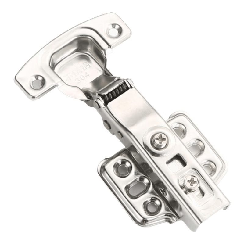 Bingyu Stainless Steel Hinges, Wardrobe Door Aircraft Hinges, Low-Noise Damping Buffers, Pocket Assembly Screws, 2.0mm Thick Fixed Fittings - Straight and Bend (2 Full Cover Screws) BH-265