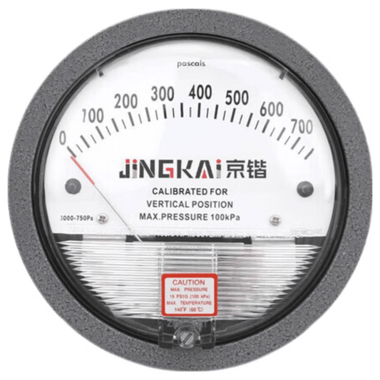 Jingkai 2000 Differential Pressure Gauge, Positive and Negative Pressure Gauge, Cleanroom Micro Differential Pressure Gauge, Pointer Type, ±60 Pa