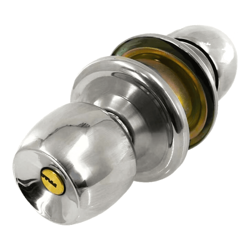 Bingyu Stainless Steel Spherical Lock, Heavy Duty, Brass Lock Cylinder, Interior Wooden Door/Aluminum Alloy Door Lock, with Key, 60mm Center Distance Short Tongue, BH-155