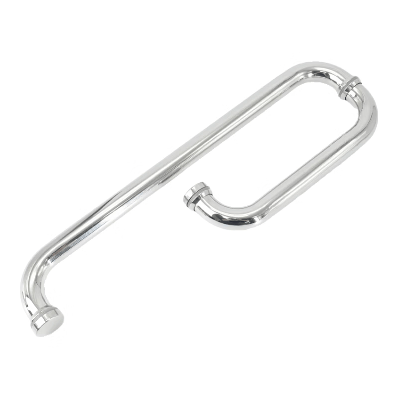 Bingyu Bathroom Glass Door Handle, 304 Stainless Steel, L-shaped, three-hole handle, bright finish, extra thick, 25*475*275mm, BH-609