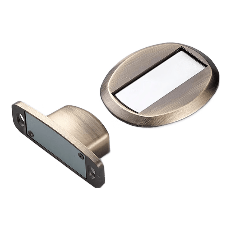High-speed wheel, no-drill, anti-collision door catcher, invisible strong magnetic floor catcher, zinc alloy, gunmetal gray (with adhesive/screws).