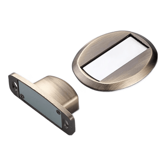 High-speed wheel, no-drill, anti-collision door catcher, invisible strong magnetic floor catcher, zinc alloy, gunmetal gray (with adhesive/screws).