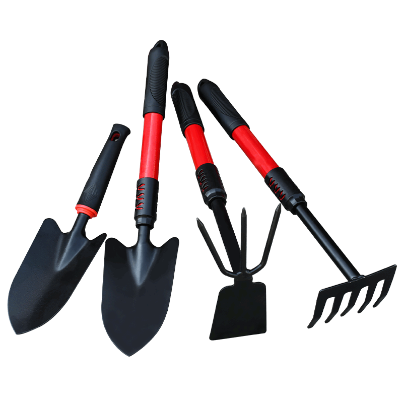 Qilu Anran Gardening Tools Extended 4-Piece Set: Shovel, Potted Planting Rake, Garden Digging Hoe, Beachcombing Tool Set