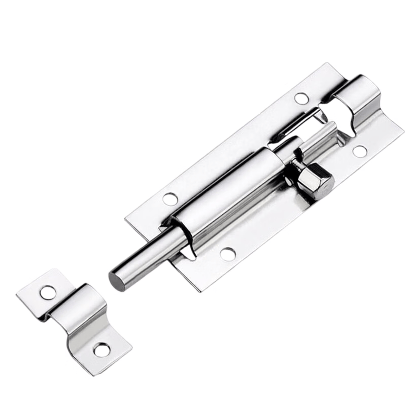 Steel Precast Products, 4-inch stainless steel door bolts with buckles, 2-pack including screws, old-style surface-mounted door bolts for wooden doors, windows, and bathrooms.