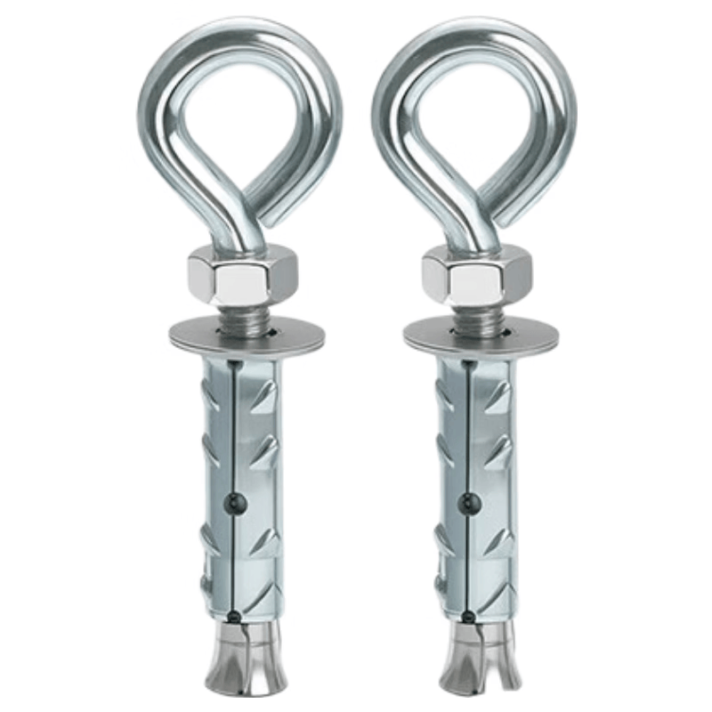 Xiaofeng Precision Machinery - Expandable Galvanized Eye Bolt with Ring, Piercing Bolt, Expandable Circular Hook, Lifting Ring 8*60 (2 pieces)