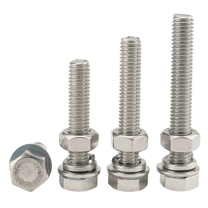 Haisdike [Beijing Warehouse Delivery] 304 Stainless Steel Hex Head Screws DIN933 Nuts and Washers, Full Thread Bolt 4-Piece Set M16*120 (3 Sets) HK-5179