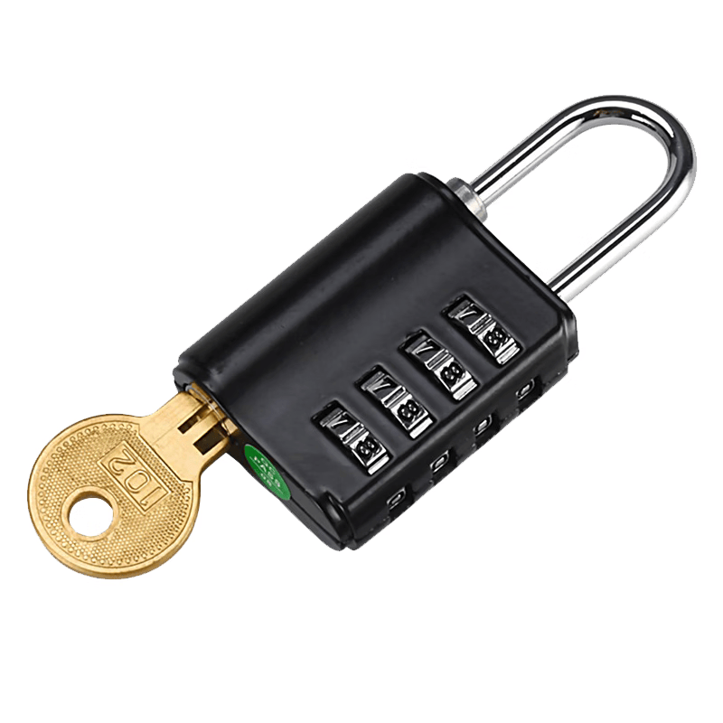 Basic combination padlock with key, dual-purpose for student dormitories, lockers, suitcases, gym storage lockers, black.