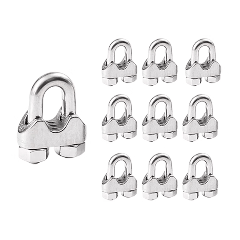 Pango Precision 304 Stainless Steel Wire Rope Lock U-Shaped Clip M10 - Suitable for 10mm Wire Rope [Pack of 10]