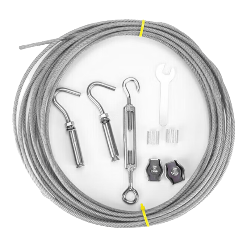Bingyu Clothesline, Blanket Drying Rope, Clothes Rack, 304 Stainless Steel with Plastic Coating, 4mm Steel Wire Rope, 4-meter Steel Wire Rope + Accessories Set, BH-620