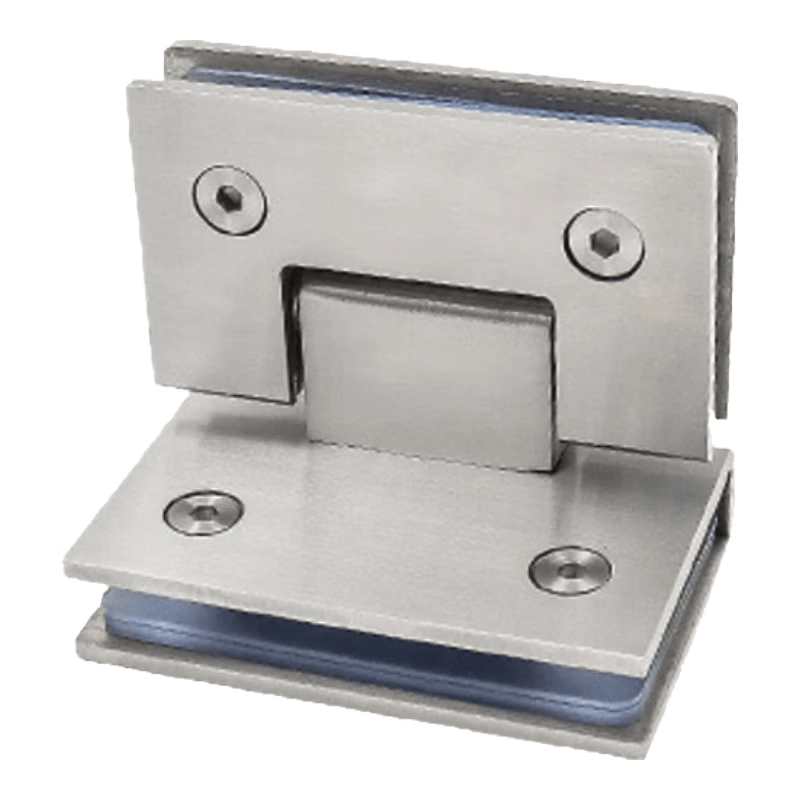 Deqi 201 Stainless Steel Bathroom Glass Clip, Bathroom Glass Door Fixing Hinge, 90-degree Double Page - Sandblasted