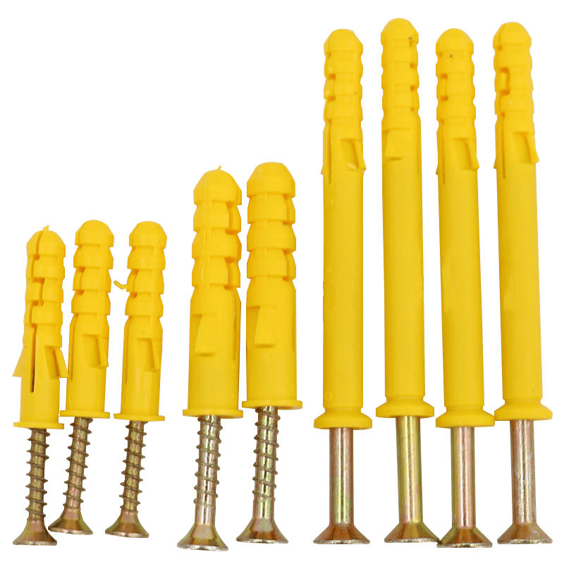 Haisdic [Beijing Warehouse Delivery] Small Yellow Croaker Plastic Expansion Tube Expansion Screw, Rubber Plug Bolt, Self-Tapping Screw Set 8*120mm 50 Sets HK-665