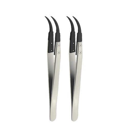 Yizhilin Antistatic Replaceable Tip Tweezers, Carbon Fiber Bent Tip Stainless Steel Replacement Tip Electronic Repair Tool YL-KHT-7A