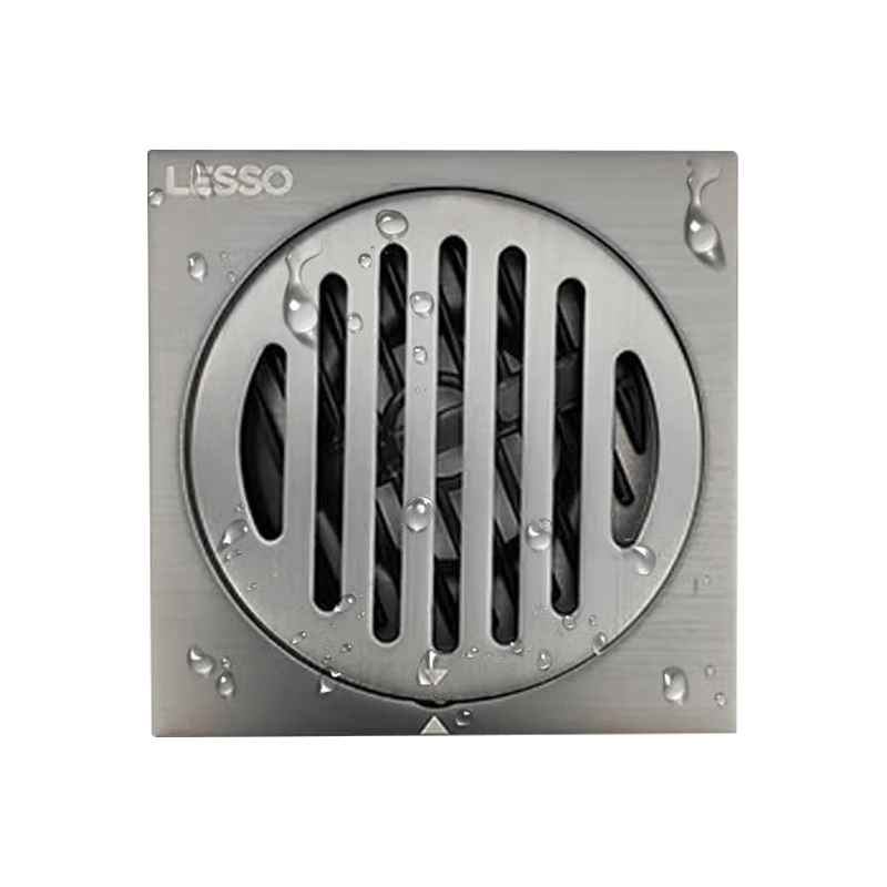 LESSO Stainless Steel Grooved Pipe Fittings Floor Drain - Drainage, Odor Prevention, Anti-clogging - Gunmetal Gray Stainless Steel Floor Drain [Kitchen/Bathroom]