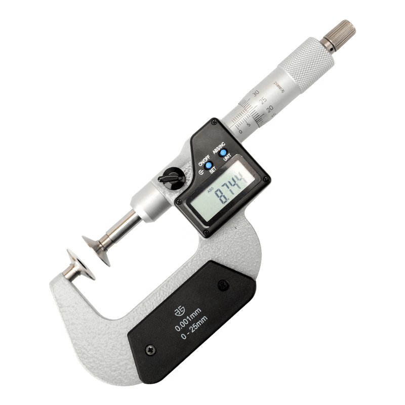 Northwest China, Qinghai Province, Electronic Digital Display Gear Normal Micrometer, Round Head Butterfly Type Outside Micrometer, 290-21-450/Measuring Range 0-25mm