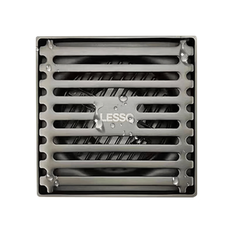 LESSO Stainless Steel Grooved Pipe Fittings Floor Drain - Drainage, Odor Prevention, Anti-clogging - Gunmetal Gray Grille Floor Drain [Kitchen/Bathroom]