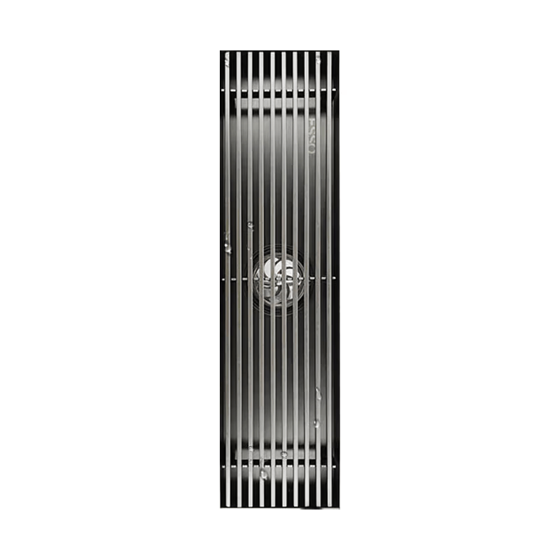 LESSO Stainless Steel Grooved Pipe Fittings Floor Drain - Drainage, Odor Prevention, Anti-clogging - Gunmetal Gray Long Grille [Shower Specific]