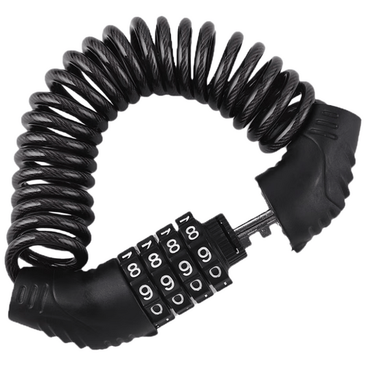 TIMUS portable helmet lock for bicycles, electric bikes, and scooters; steel wire cable lock; combination lock; cycling equipment accessories.