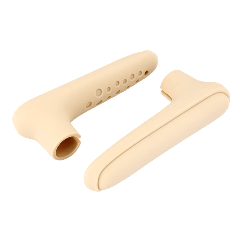 Bingyu Anti-collision Door Handle Protective Cover, Silicone Door Handle Child Safety Wall Anti-collision Cover, L-shaped Beige (2 pieces), BH-615