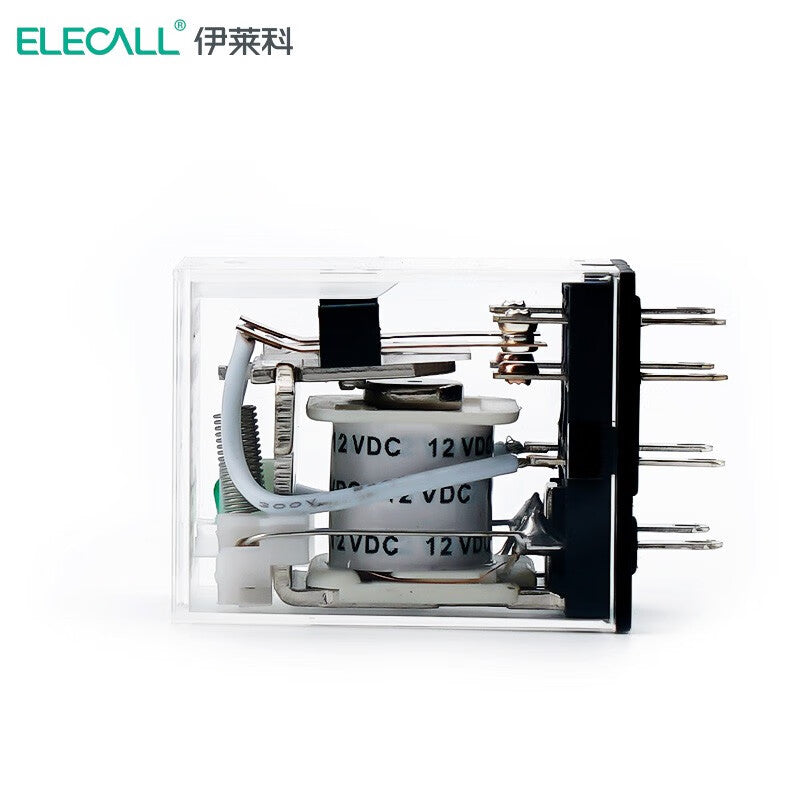 ELECALL HH52P small intermediate relay DC two open and two closed with light without base electromagnetic relay set 8 feet MY2NJ DC12V