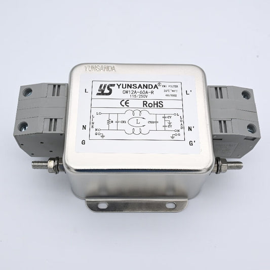 YS YUNSANDA CW12A-60A-R Terminal Type Single-Phase 220V AC Power Supply Filter Noise Isolator [Single-Phase High Current]