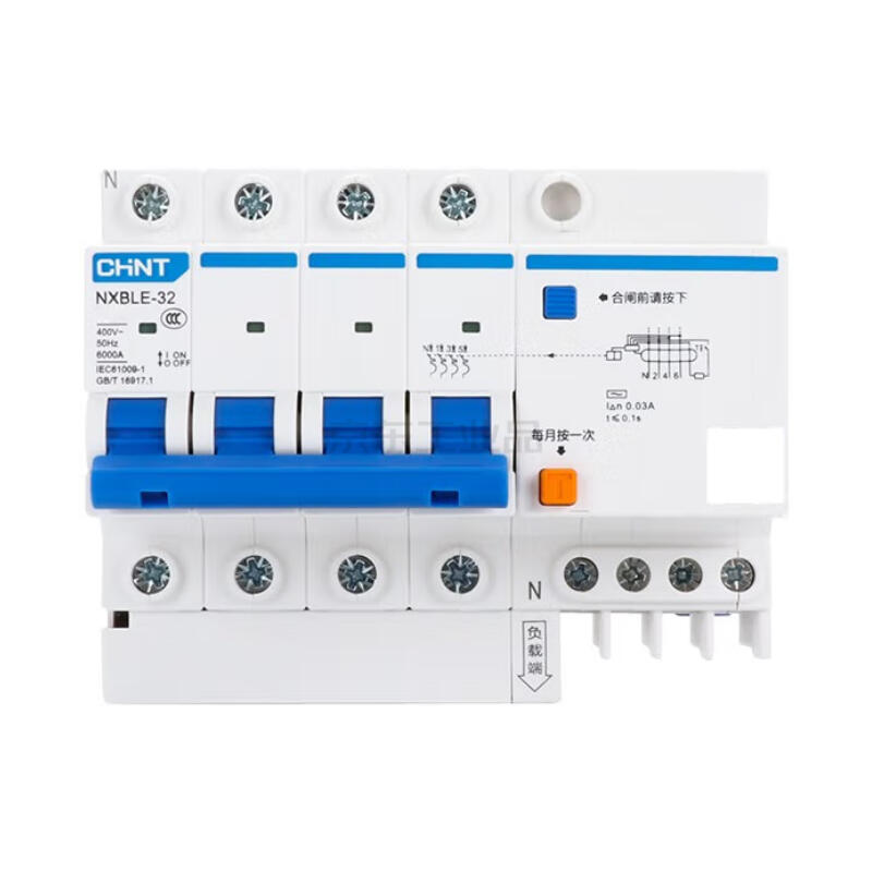 Chint residual current operated circuit breaker; NXBLE-32 4P C20 30mA 6kA