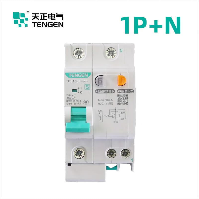 Tianzheng Electric (TENGEN) Leakage protection leakage protection circuit breaker Type C leakage value 30mA TGB1NLE-32S 1P+N C20 30mA 335027100003
