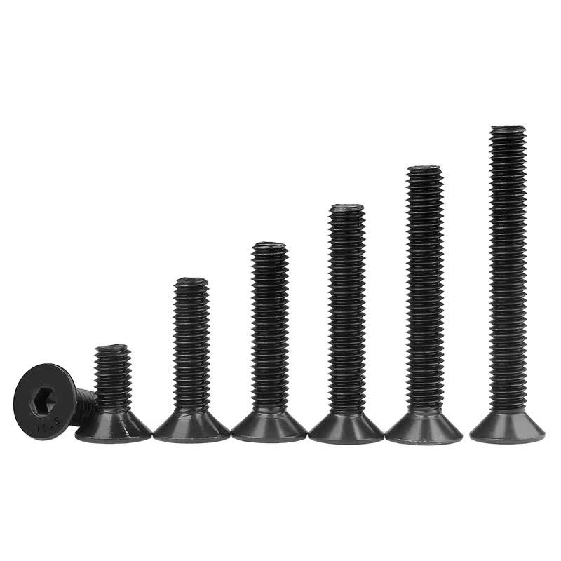 Bocai 12.9 grade black high-strength countersunk hex socket head cap screws, flat head hex bolts M12x60 (5 pieces/pack)