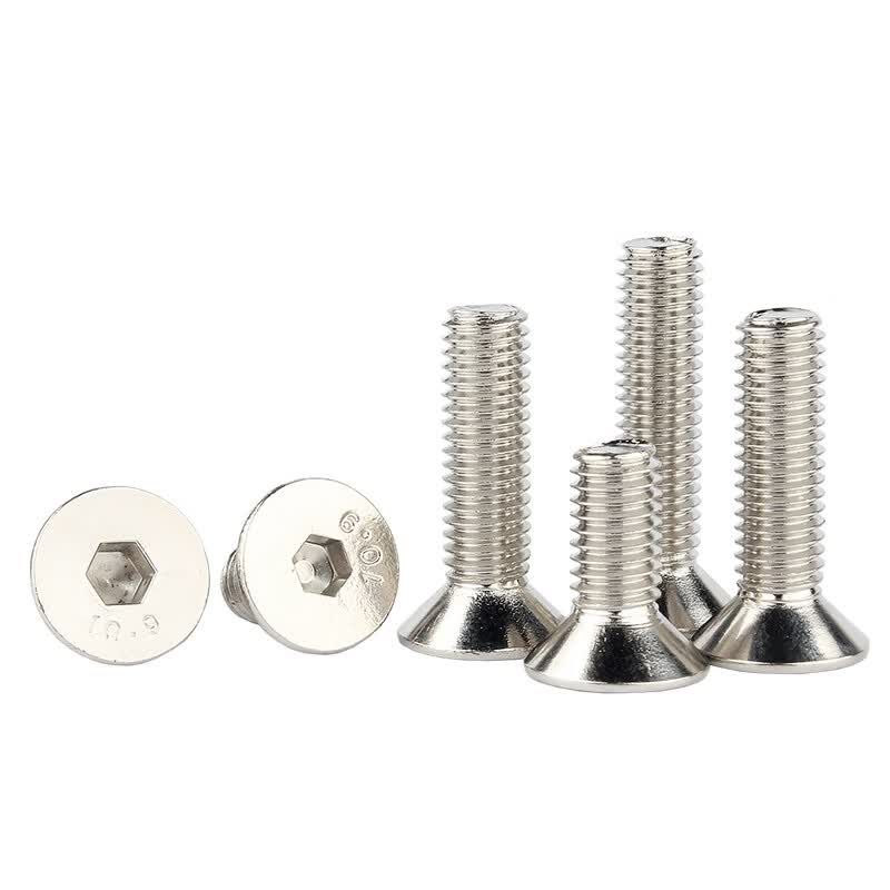 Bocai 10.9 grade nickel-plated countersunk head socket head cap screws, flat head bolts, M8x30 [50 pieces/pack]
