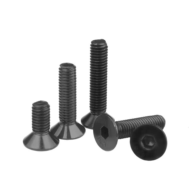 Bocai 12.9 grade black high-strength countersunk hex socket head cap screws, flat head hex bolts M12x60 (5 pieces/pack)
