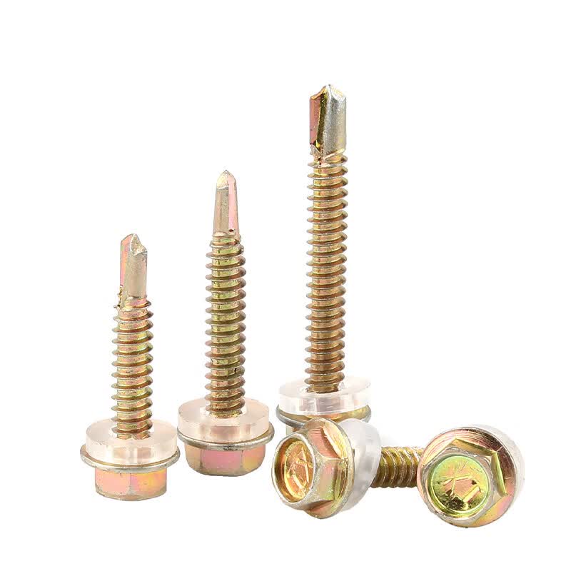 Bocai Hexagonal Flange Self-Drilling Self-Tapping Screws, Stainless Steel External Hexagonal Head Drill-and-Self Screws, Color Steel Roofing Dovetail Screws, M5.5x25 (50 pieces/pack), 304 with rubber washer.