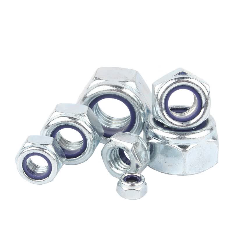 Bocai Non-metallic Insert Thin Locking Nuts, Carbon Steel Anti-loosening Nuts, Nylon Anti-slip Locking Caps, Grade 8.8 Blue Zinc M42 (1 piece/pack)