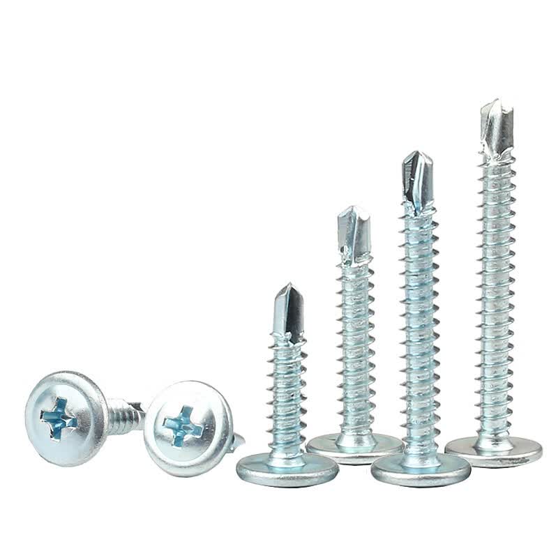 Bocai Phillips head self-drilling screws with washers, stainless steel Phillips head self-drilling screws with washers, carbon steel galvanized dovetail screws with washers, blue and white zinc, M4.2x13 (500 pieces/pack).