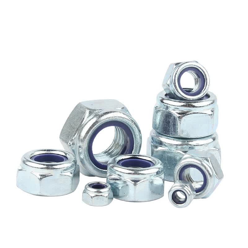 Bocai Non-metallic Insert Thin Locking Nuts, Carbon Steel Anti-loosening Nuts, Nylon Anti-slip Locking Caps, Grade 8.8 Blue Zinc M42 (1 piece/pack)