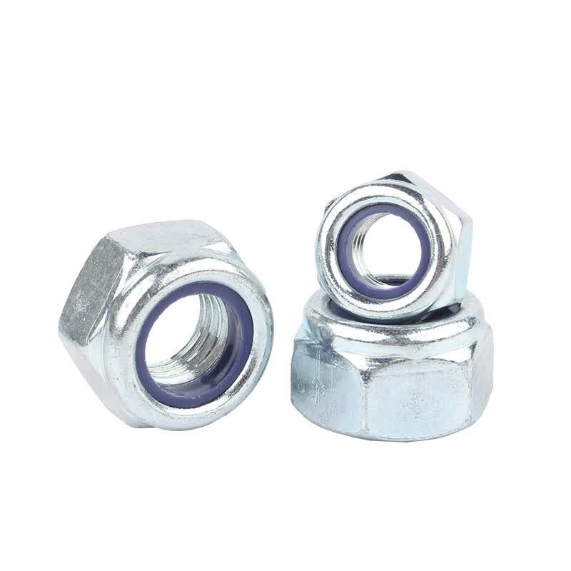 Bocai Non-metallic Insert Thin Locking Nuts, Carbon Steel Anti-loosening Nuts, Nylon Anti-slip Locking Caps, Grade 8.8 Blue Zinc M42 (1 piece/pack)