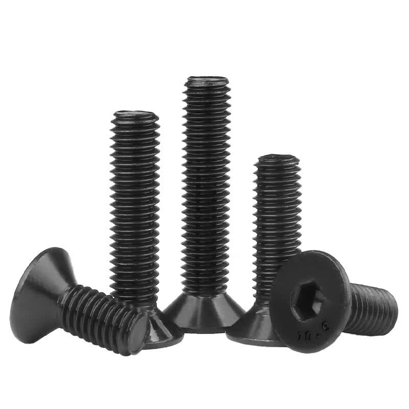 Bocai 12.9 grade black high-strength countersunk hex socket head cap screws, flat head hex bolts M12x60 (5 pieces/pack)