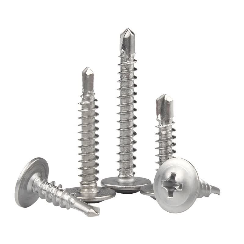Bocai Phillips head self-drilling screws with washers, stainless steel Phillips head self-drilling screws with washers, galvanized carbon steel dovetail screws, material 410, M4.2x13 (500 pieces/pack).