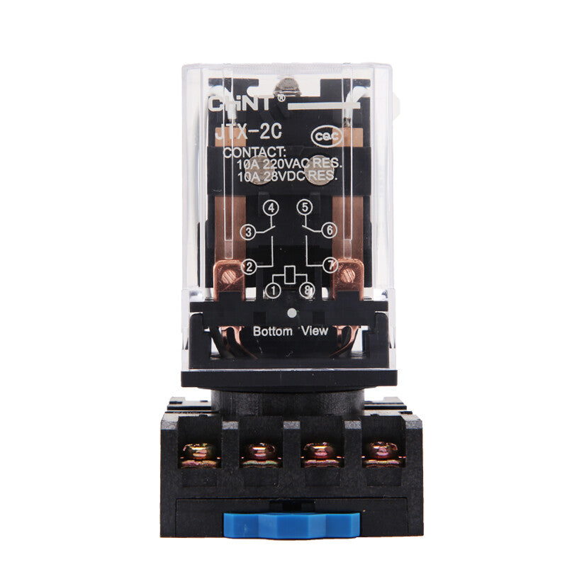 Chint (CHNT) JTX-2C-DC12V small relay high power electromagnetic relay garden 8 feet (relay + base)