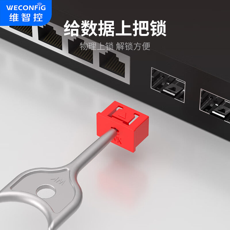 Weizhi Control SFP Optical Port Lock, Network Security Lock, Sealing Plug, Switch Blocker, Data Anti-theft Fiber Optic Dust Plug, Red (1000 pieces + 10 tools)