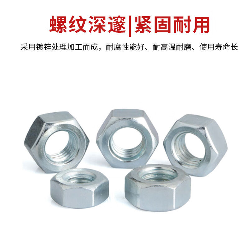 Deqi Grade 8 Galvanized Hex Nuts and Sheets, High Strength Galvanized, M6 External Hex Nuts (200 pieces)