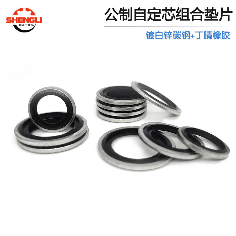 Saint-Lite Metric Self-Core Plating White Zinc-Plated Combination Gasket Hydraulic Joint Sealing Combination Gasket, Wear-Resistant and Oil-Resistant, M10 - Inner Diameter 10.7*15.8*2 [100 Pieces]