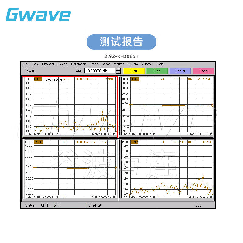 GWAVE Valley Wave Technology 2.92-KFD0851 Microwave RF Dual-Hole Flange 40G Straight-Through PCB Board Solderless Connector (1 piece)