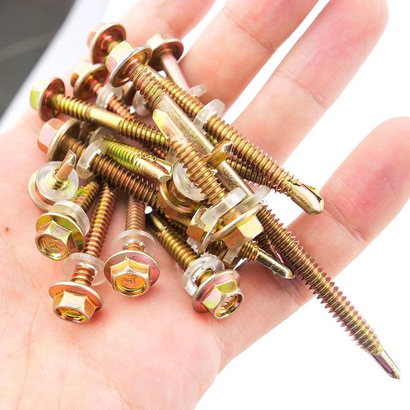 Bingyu BYsy-57 Color Zinc Foundry External Hex Self-Drilling Screw, 12# Drill-Tail Dovetail Screw, 4.8*20 (1 piece)