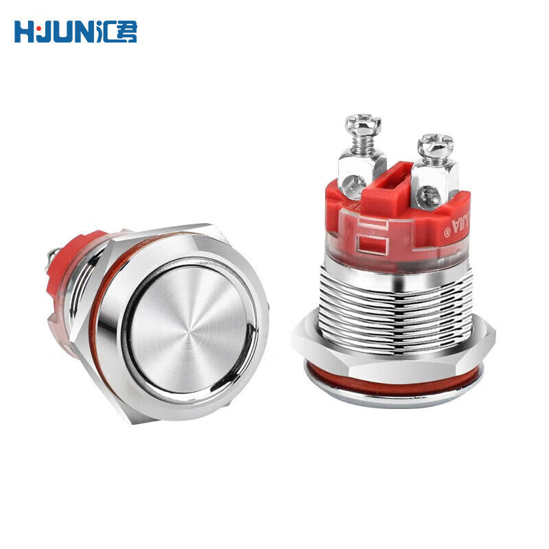 Huijun LTH20A High Current Waterproof Metal Button with Short Screw Leads for Start/Stop and 22mm Flat Reset