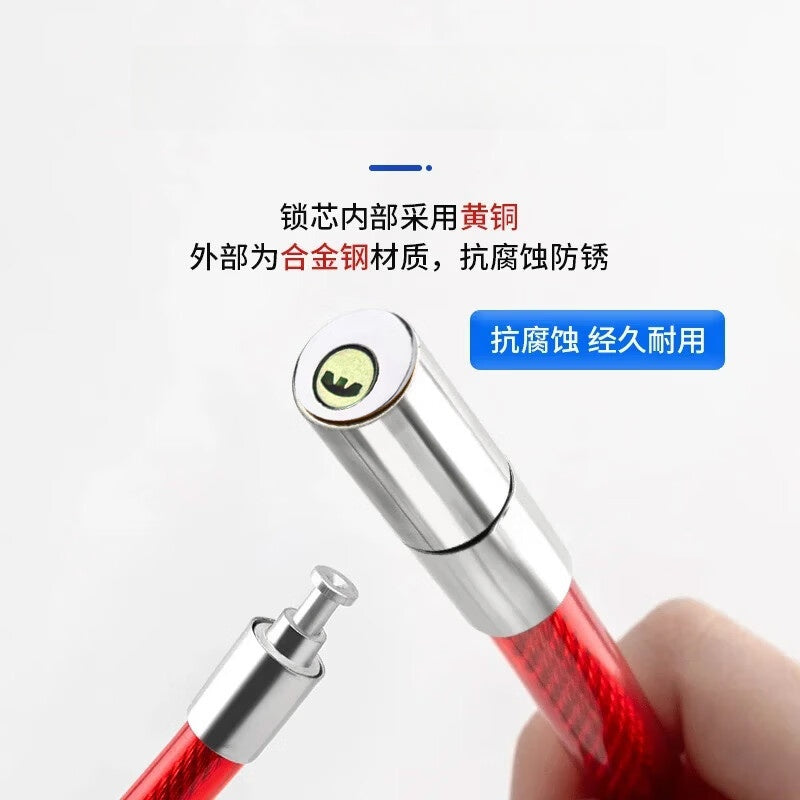 Steelworks bicycle lock, old-fashioned round lock, steel cable lock, soft lock, fixed bike lock, anti-theft lock, large size, green, anti-cutting anti-theft lock.