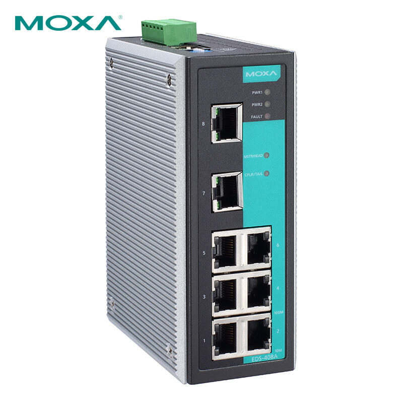 Moxa 8-port managed 100M industrial Ethernet switch; EDS-408A